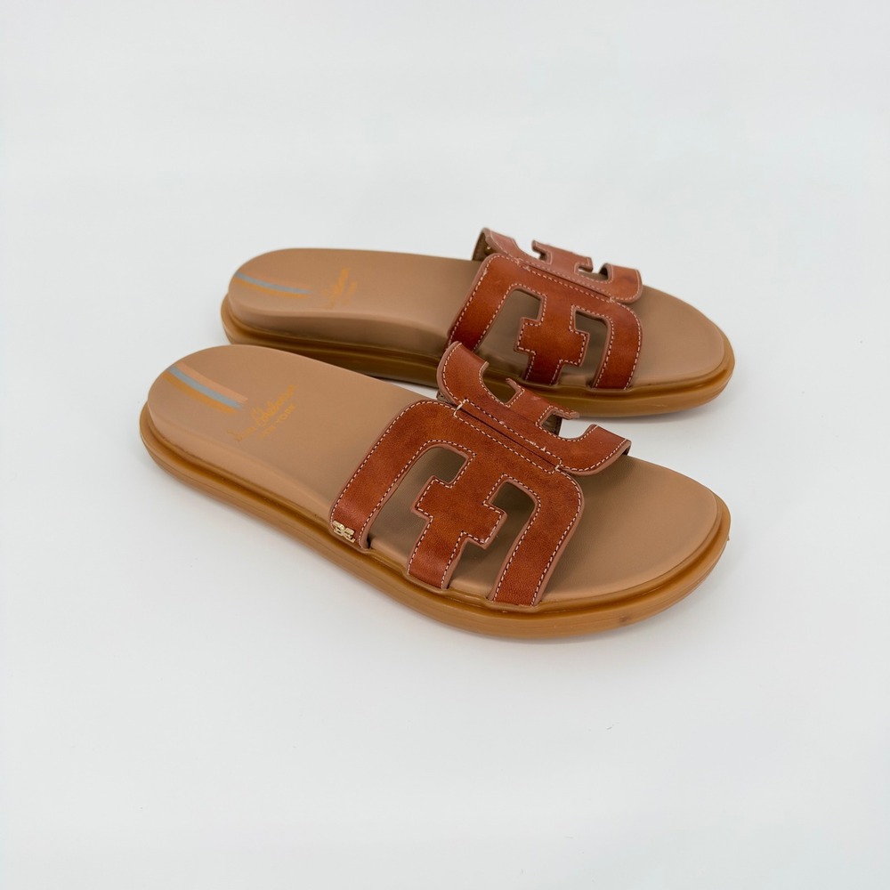 Sam Edelman Valeri Slide Sandals Womens 7.5 Brown Leather Cutout Boho Summer